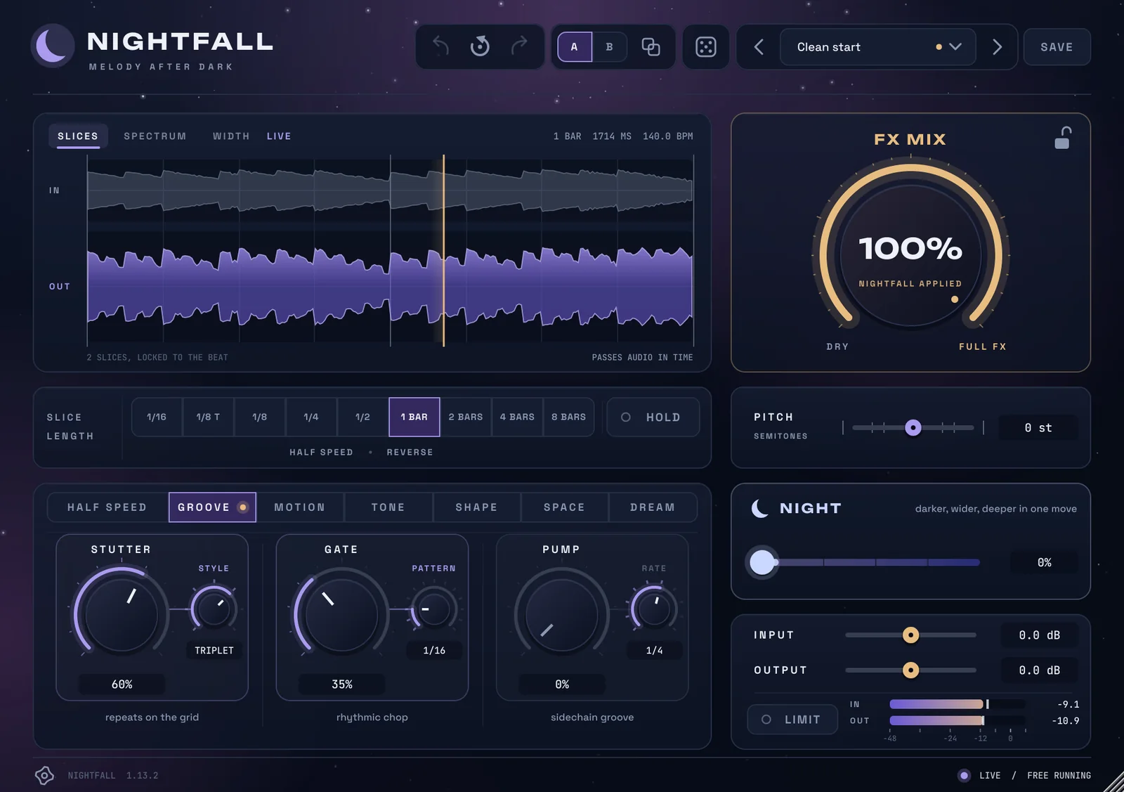 Nightfall, Groove: Stutter, gate, pump